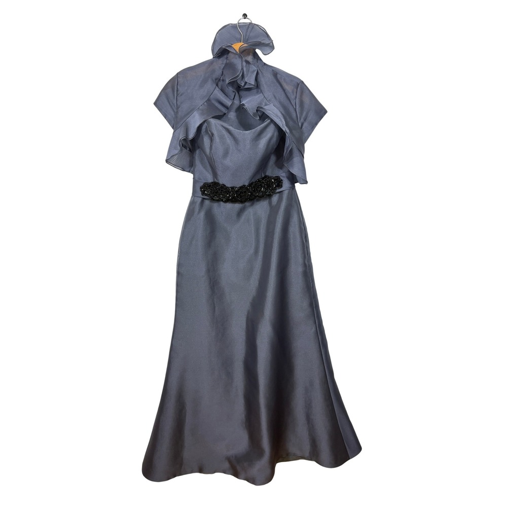 Noir by Lazaro Formal Gown Organza Beaded Waist Bolero Dress 8 M